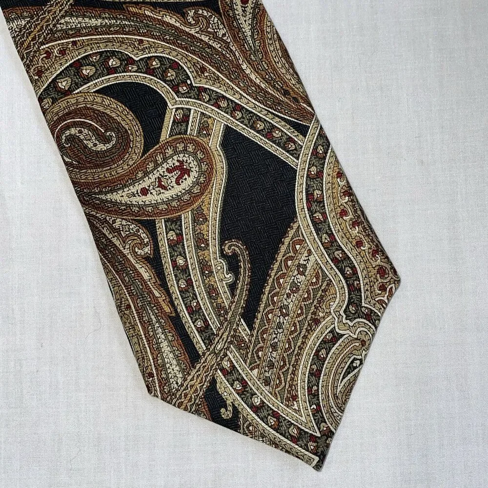 Pierre Balmain Men’s Dress Tie Size 56” Gold Paisley Business Formal City